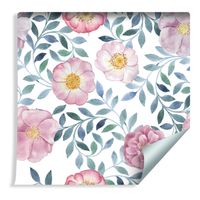 Tapeta w Rolce Piękne Egzotyczne Kwiaty Liście Akwarela