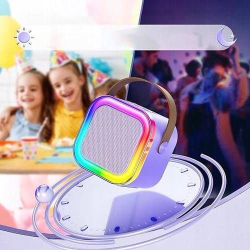 PRZENOŚNY ZESTAW DO KARAOKE LED IDEALNY PREZENT Z 2SZT MIKROFON na Arena.pl