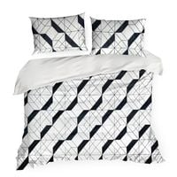 Pościel GEO 200x220 Design91 ekri czarna geometria