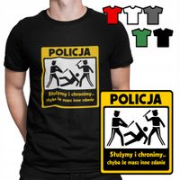 KOSZULKA T-SHIRT MĘSKI WYBÓR - POLICJA CHRONIMY BRONIMY ZABAWNE WZORY - S