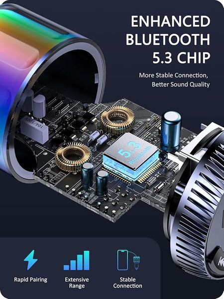 LENCENT Bluetooth 5.3 samochodowy transmiter FM typ C PD 30W BS024 zdjęcie 5