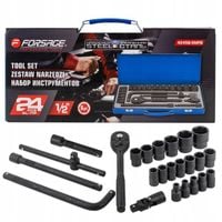 KLUCZE NASADOWE NASADKI GRZECHOTKA ZESTAW 1/2" 24EL 8-32MM WALIZKA METALOWA