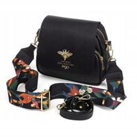 POLSKA TOREBKA DAMSKA CZARNA LISTONOSZKA EGO KOLOROWY PASEK NA RAMIĘ