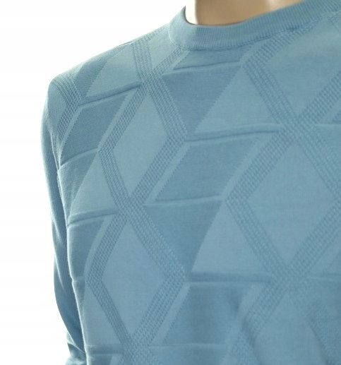 STROKERS klasyczny sweter męski ze wzorem tłoczonym 2XL XXL błękitny zdjęcie 2
