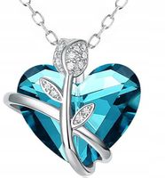 NASZYJNIK SREBRNY ŁAŃCUSZEK DAMSKI Z ZAWIESZKĄ SERCE RÓŻA SREBRO PRÓBA 925