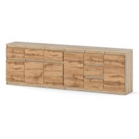 Komoda Szafka Z 6 Szufladami Salon Sypialnia Drewniana 240cm Sonoma Wotan