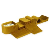 Największy piankowy plac zabaw z basenem micro Velvet złoty + 100 piłek (jasne złoto, perła, srebrne, przezroczyste)