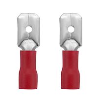 2x Konektor męski 6.3mm z izolacją czerwony