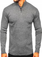 Męski sweter sweterek ze stójką XXL szary melanż