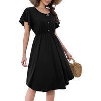 Sukienka damska midi z kieszeniami letnia bawełniana czarna zwiewna XL