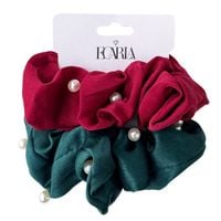 zestaw 2  gumek do włosów, frotki z perłami gum198