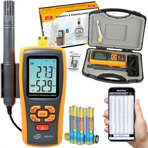 HIGROMETR WILGOTNOŚCIOMIERZ MIERNIK WILGOTNOŚCI TEMPERATUR POWIETRZA BT LCD na Arena.pl