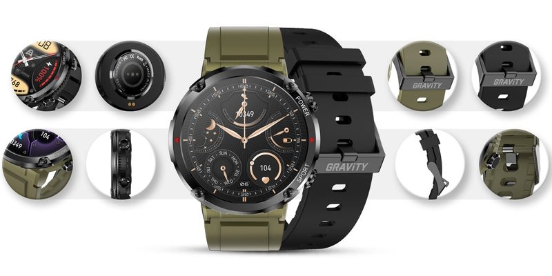 smartwatch gravity gt21-7 + czarny pasek silikonowy zdjęcie 12