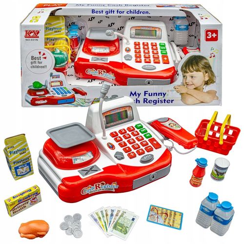 SUPERMARKET SKLEP Kasa Fiskalna Produkty Skaner Koszyk Mikrofon Waga Monety na Arena.pl