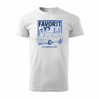 Koszulka z samochodem Skoda ze Skodą Favorit PRL legend męska biała REGULAR S