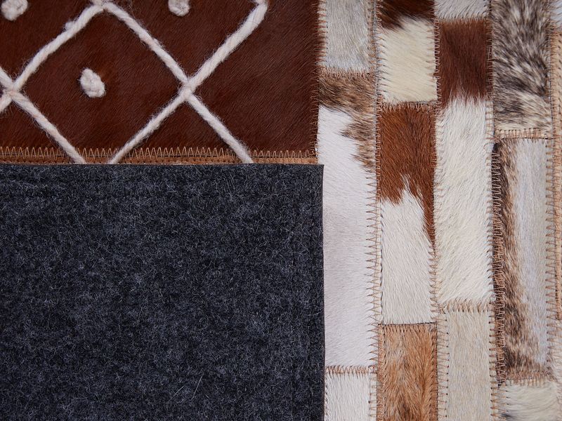 Dywan patchwork skórzany 160 x 230 cm brązowy HEREKLI zdjęcie 4