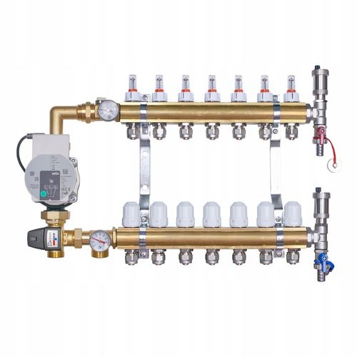Rozdzielacz do podłogówki 7 obwodów sekcji z grupą pompową z pompą Wilo na Arena.pl