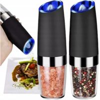 ZESTAW MŁYNKÓW DO PIEPRZU MIELENIA SOLI PRZYPRAW MŁYNEK ELEKTRYCZNY CZARNY