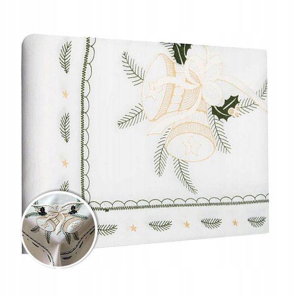 Obrus dekoracyjne na święta biały 110x160 cm zdjęcie 1