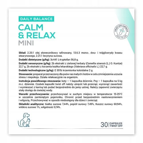 VETEXPERT CALM & RELAX MINI 30 KAPSUŁEK na Arena.pl