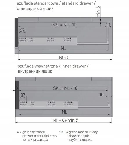 PROWADNICA DOLNEGO MONTAŻU GTV MODERN SLIDE L450 PEŁNY WYSUW CICHY na Arena.pl
