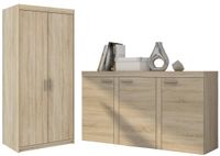 Pojemna szafa dwudrzwiowa + Duża Komoda do salonu Dąb Sonoma