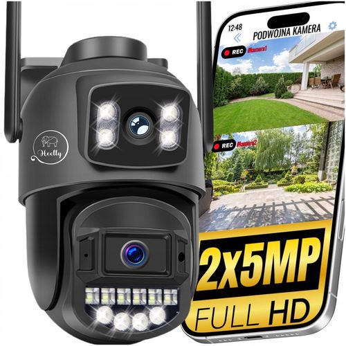 PODWÓJNA KAMERA 2X5MP ZOOM ZEWNĘTRZNA OBROTOWA IP WIFI ALARM DETEKCJA FHD na Arena.pl