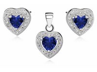 Rodowany srebrny komplet serc z szafirową cyrkonią srebro 925 Z0760Z_BL