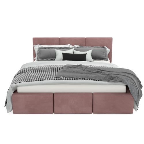 ŁÓŻKO TAPICEROWANE DO SYPIALNI 120x200 ŁÓŻKO PODWÓJNE Z POJEMNIKIEM RÓŻOWE na Arena.pl