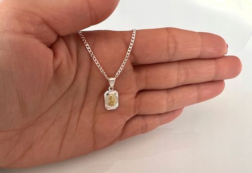 SREBRNY ZESTAW ŁAŃCUSZEK PANCERKA I MEDALIK KOMUNIJNY MATKA BOSKA na Arena.pl