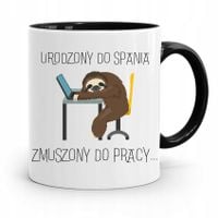 Kubek Czarny Śmieszny Zabawny Urodzony Do Spania Z Nadrukiem Ze Zdjęciem