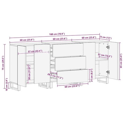 Zestaw mebli łazienkowych 3 pcs Brązowy 180 x 33 x 75 cm na Arena.pl