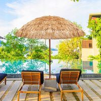 DUŻY PARASOL PLAŻOWY OGRODOWY BALKONOWY HAWAJSKI - 200 x 160 cm DUŻO CIENIA