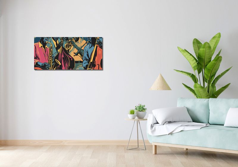 Obraz 90x40cm Jazzmani w Gazie zdjęcie 2