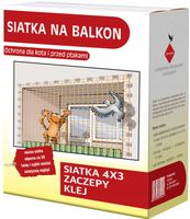 ZESTAW SIATKA NA BALKON DLA KOTA PTAKI GOŁĘBIE 4X3m, OKO 50mm BEZ WIERCENIA