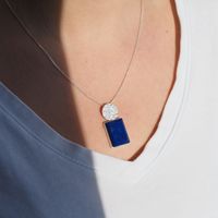 Naszyjnik srebrny z Lapisem Lazuli w kształcie prostokąta