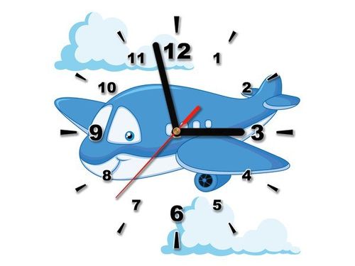 30X30CM ZEGAR NIEBIESKI SAMOLOT OBRAZ DREWNO na Arena.pl