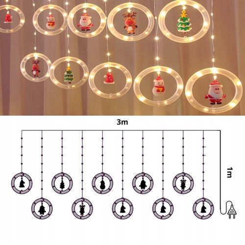 KURTYNA ŚWIETLNA LED GIRLANDA ŚWIĄTECZNA NA OKNO LAMPKI CHOINKOWE SOPLE na Arena.pl