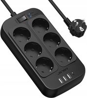 PRZEDŁUŻACZ LISTWA ANTYPRZEPIĘCIOWA ZASILAJĄCA USB JSVER SZYBKIE ŁADOWANIE