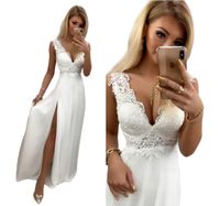 Audi BIAŁA DŁUGA SUKIENKA z GIPIURĄ ślub M