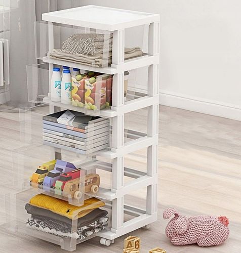 PLASTIKOWY POJEMNIK REGAŁ KOSZ NA ZABAWKI SZUFLADY 5 PÓŁEK na kółkach na Arena.pl