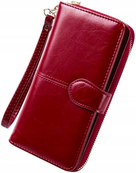 Duży Portfel Skórzany Na Zamek Podwójny Prezent zdjęcie 3