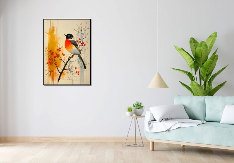 Plakat 67,5x95cm Jesienny Rudzik zdjęcie 4