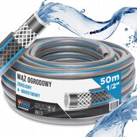 WĄŻ OGRODOWY GUMOWY 1/2" 50m 4 WARSTWOWY ZBROJONY POLSKA PRODUKCJA