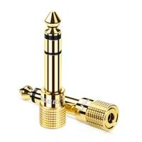 adapter przejściówka z 3.5 mm mini jack na 6.3 mm jack złoty