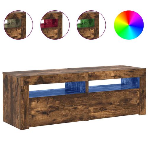 Szafka pod TV z oświetleniem LED, przydymiony dąb, 120x35x40 cm na Arena.pl