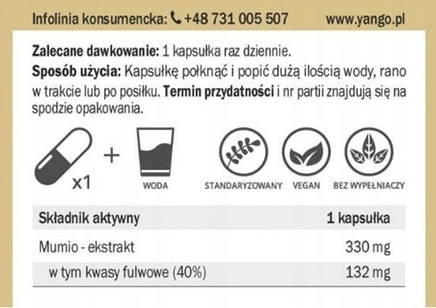 Yango Mumio Shilajit ekstrakt 330mg (90 kaps) na Arena.pl