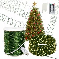 LAMPKI CHOINKOWE Świąteczne 500 LED Ciepłe Białe 50m Drucik Szpula USB