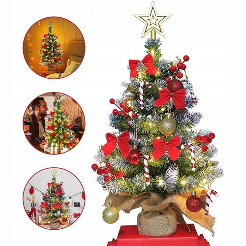 MAŁA SZTUCZNA CHOINKA 60 CM DO DEKORACJI STOŁU Z OŚWIETLENIEM LED na Arena.pl