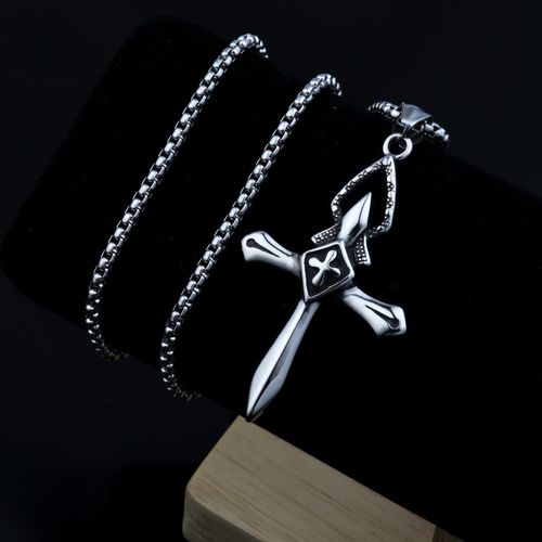 NASZYJNIK Srebrny Stal KRZYŻYK KRZYŻ MODLITWA 368 na Arena.pl